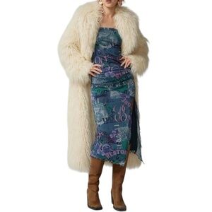 Urban Outfitters Samara Mesh Strapless Slit Midi Dress